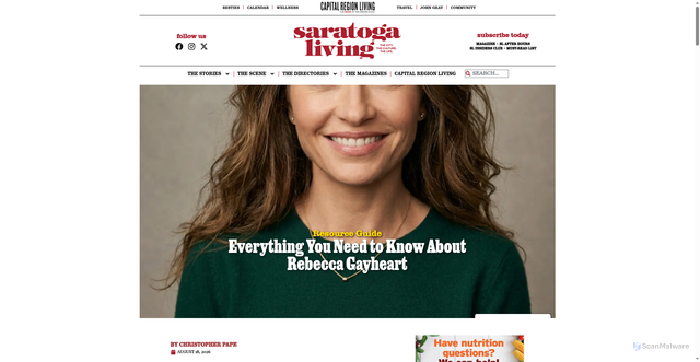 Security scan screenshot of https://saratogaliving.com/everything-you-need-to-know-about-rebecca-gayheart/