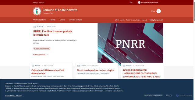 Security scan screenshot of https://www.comune.castelnovetto.pv.it/