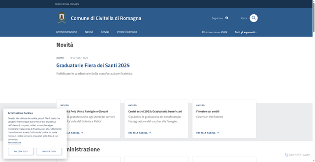 Security scan screenshot of https://www.comune.civitella-di-romagna.fc.it/