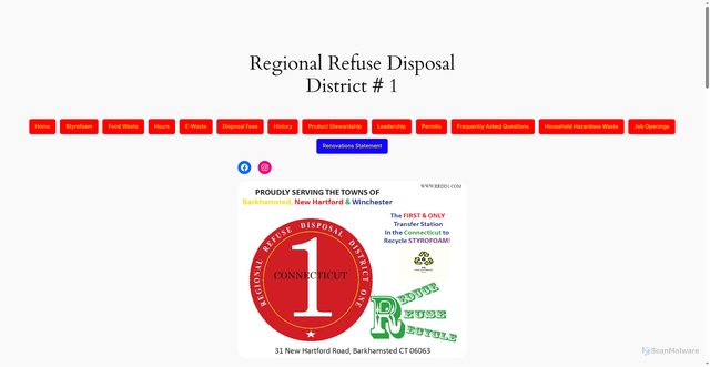 Security scan screenshot of https://regionalrefusedistrict1ct.gov/
