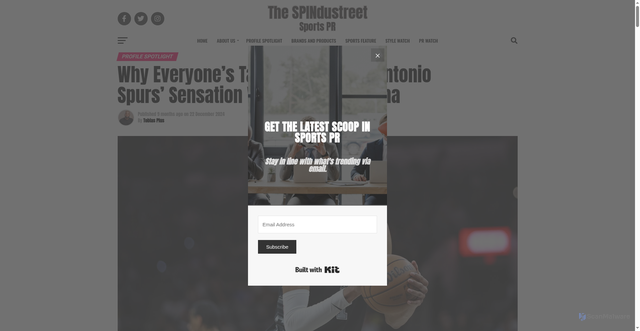 Security scan screenshot of https://spindustreetsports.com/victor-wembanyama-san-antonio-spurs-rookie-nba-sensation/