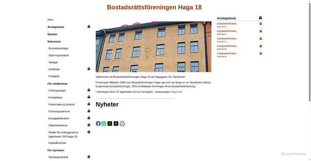 Security scan screenshot of https://bfhaga.se