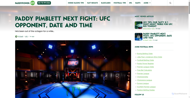 Security scan screenshot of https://news.paddypower.com/mma/2025/10/06/paddy-pimblett-next-fight/