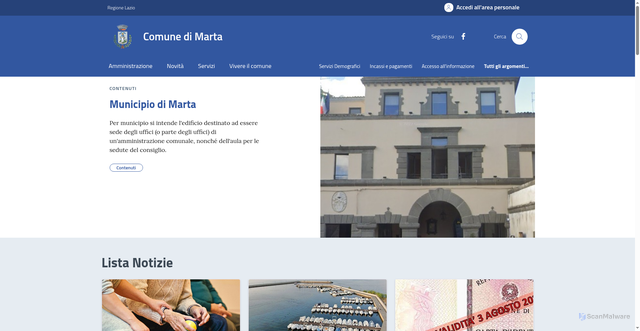 Security scan screenshot of https://www.comune.marta.vt.it