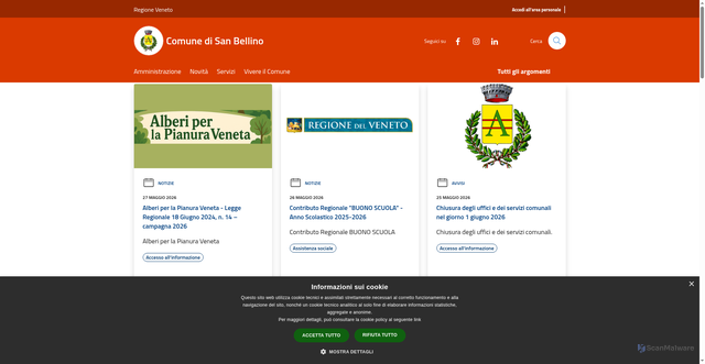Security scan screenshot of https://www.comune.sanbellino.ro.it