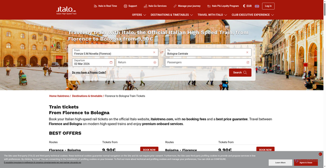 Security scan screenshot of https://www.italotreno.com/en/destinations-timetable/florence-bologna-tickets