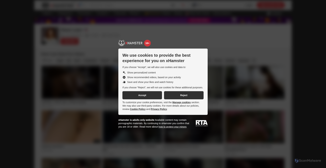 Security scan screenshot of https://xhamster.com/celebrities/diane-lane