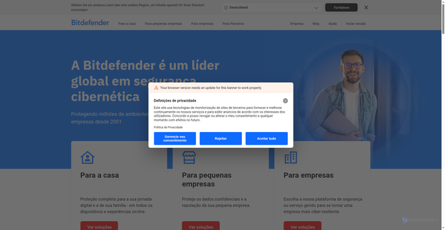 Security scan screenshot of https://bitdefender.pt