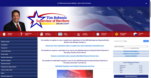 Security scan screenshot of https://www.votebrevard.gov/