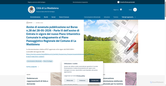 Security scan screenshot of https://www.comunelamaddalena.it