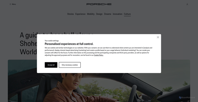 Security scan screenshot of https://www.porsche.com/stories/culture/baseball-star-shohei-ohtani/