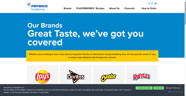 Security scan screenshot of https://www.pepsicofoodsfsv.com/brands