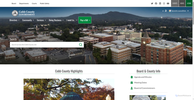 Security scan screenshot of https://www.cobbcounty.gov/