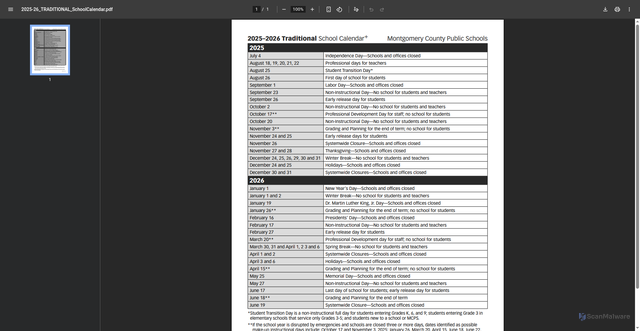 Security scan screenshot of https://ww2.montgomeryschoolsmd.org/calendar/pdfs/2025/2025-26_TRADITIONAL_SchoolCalendar.pdf