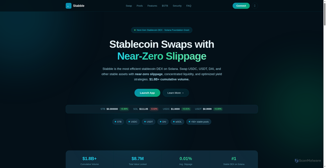 Security scan screenshot of https://stabble-dex.vercel.app