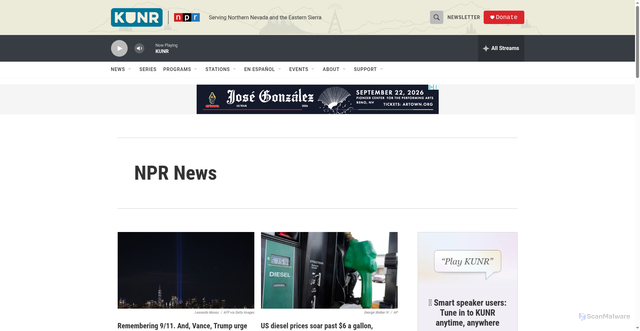 Security scan screenshot of https://www.kunr.org/npr-news