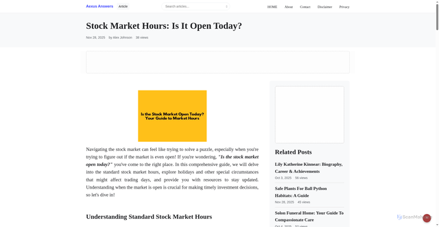 Security scan screenshot of https://go.weareindustrial.com/blog/stock-market-hours-is-it-1764319341625