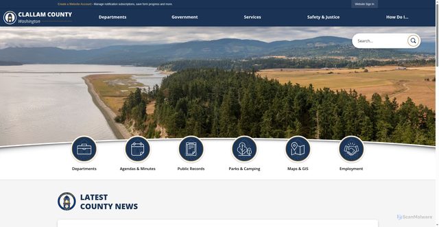 Security scan screenshot of https://clallamcountywa.gov/