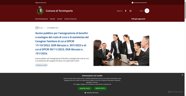 Security scan screenshot of https://www.comune.tornimparte.aq.it/it