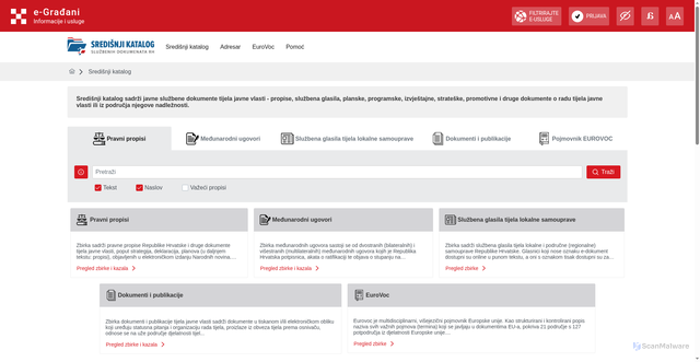 Security scan screenshot of https://sredisnjikatalogrh.gov.hr