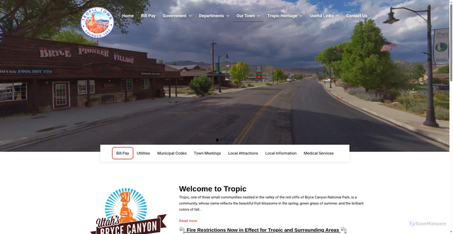 Security scan screenshot of https://townoftropicut.gov/