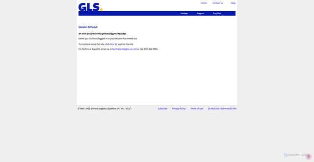 Security scan screenshot of https://app.gls-us.com