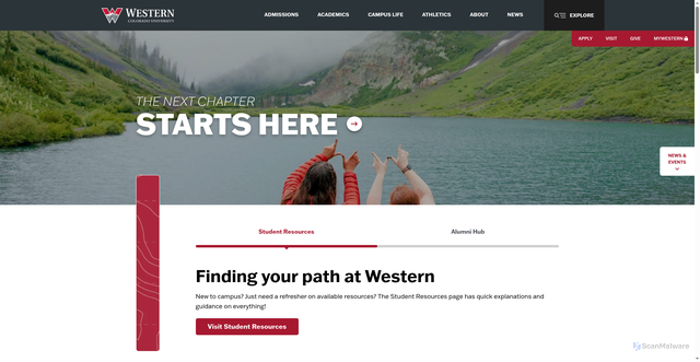 Security scan screenshot of https://western.edu/