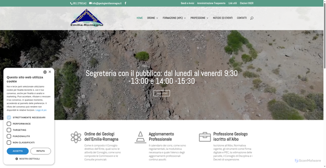 Security scan screenshot of https://www.geologiemiliaromagna.it/