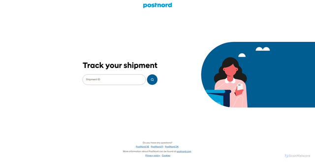 Security scan screenshot of https://tracking.postnord.com/