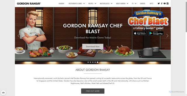Security scan screenshot of https://www.gordonramsay.com/