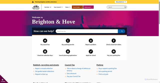 Security scan screenshot of http://www.brighton-hove.gov.uk/