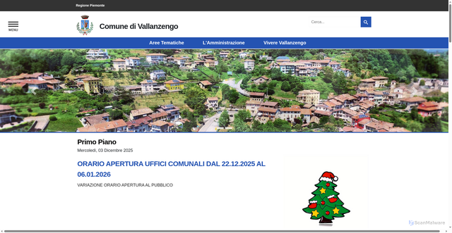 Security scan screenshot of https://www.comune.vallanzengo.bi.it/