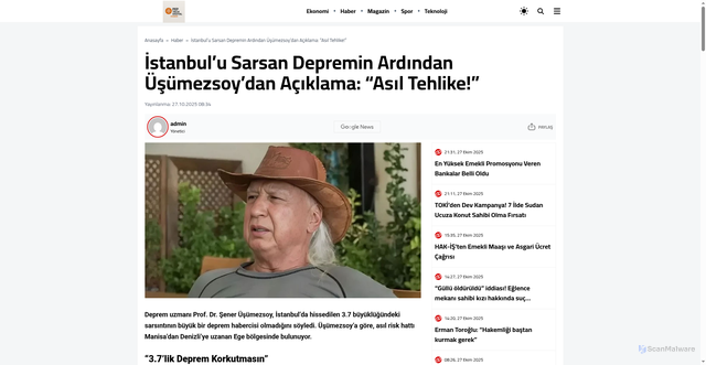 Security scan screenshot of https://peptechdigital.com/istanbulu-sarsan-depremin-ardindan-usumezsoydan-aciklama-asil-tehlike/