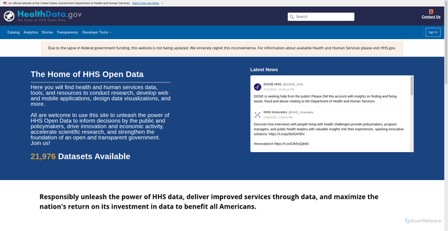 Security scan screenshot of https://healthdata.gov/