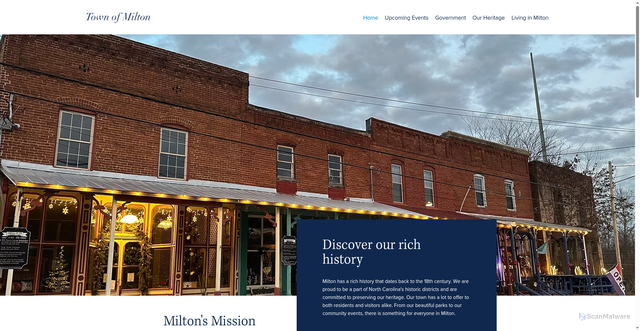 Security scan screenshot of https://www.townofmiltonnc.gov/