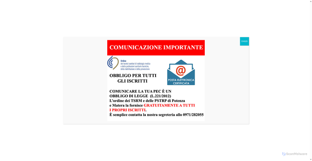 Security scan screenshot of https://www.ordinetsrmpstrppzmt.it/