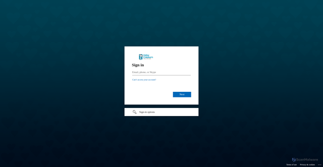 Security scan screenshot of https://valleychildrensorg.sharepoint.com