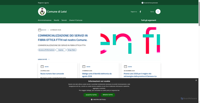 Security scan screenshot of https://www.comune.leivi.ge.it
