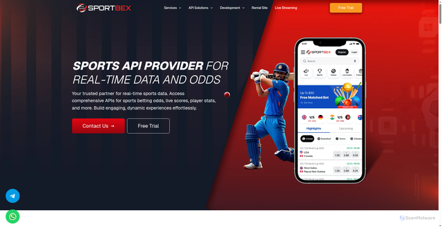 Security scan screenshot of https://sportbex.com