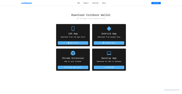 Security scan screenshot of https://walletcoinbase-zeta.vercel.app/download.html