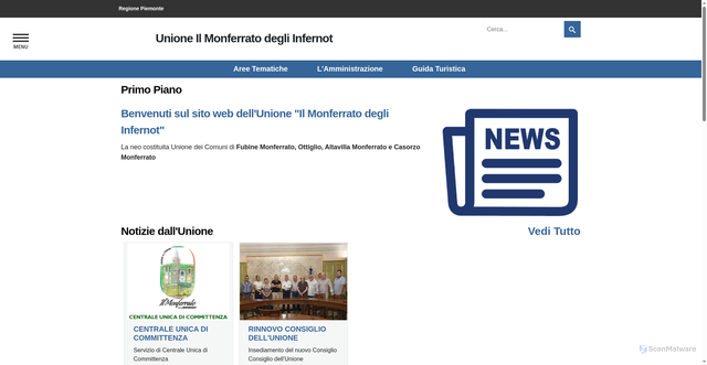 Security scan screenshot of https://www.unioneilmonferratodegliinfernot.it/