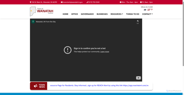 Security scan screenshot of https://wanatah-in.gov/