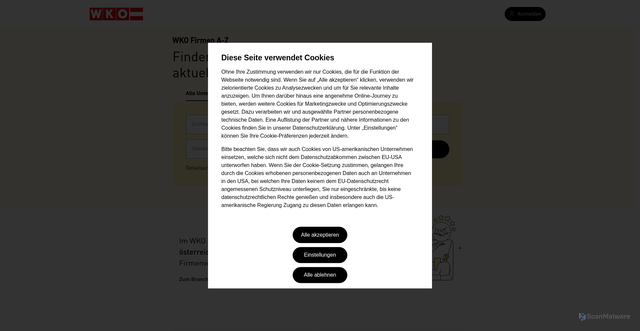 Security scan screenshot of https://firmen.wko.at