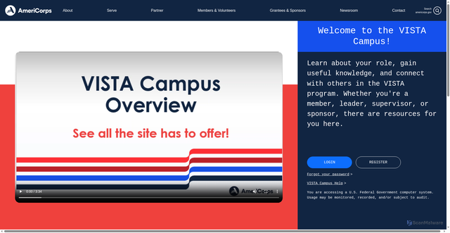 Security scan screenshot of https://account.americorps.gov/