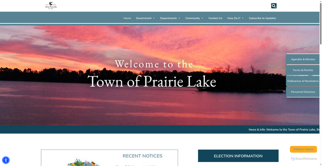 Security scan screenshot of https://townofprairielake.gov/