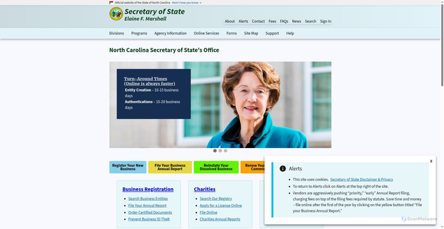 Security scan screenshot of https://sosnc.gov