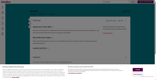 Security scan screenshot of https://tbs.fandom.com/wiki/TBS_Wiki