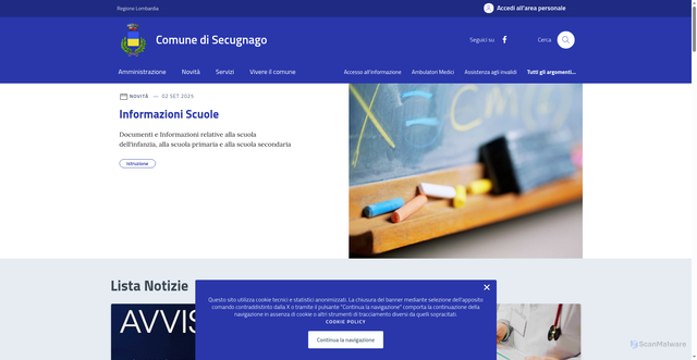 Security scan screenshot of https://comune.secugnago.lo.it/