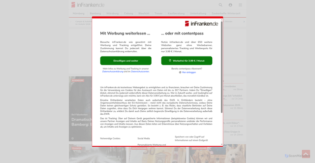 Security scan screenshot of https://infranken.de