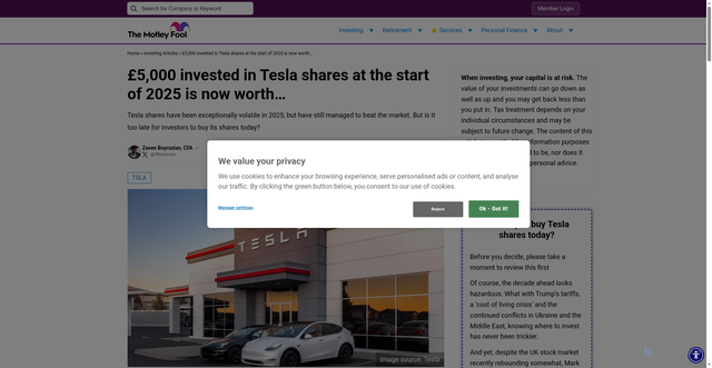 Security scan screenshot of https://www.fool.co.uk/2025/12/25/5000-invested-in-tesla-shares-at-the-start-of-2025-is-now-worth/